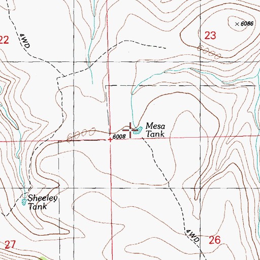 Topographic Map of Mesa Tank, NM