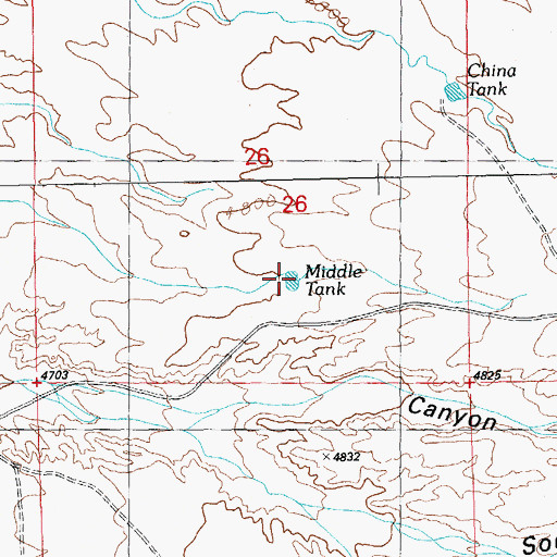 Topographic Map of Middle Tank, NM