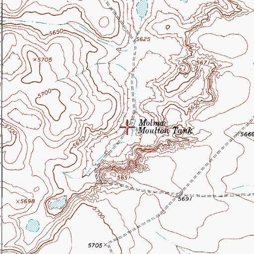 Topographic Map of Molma Moulton Tank, NM