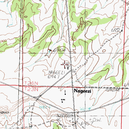 Topographic Map of Nageezi, NM