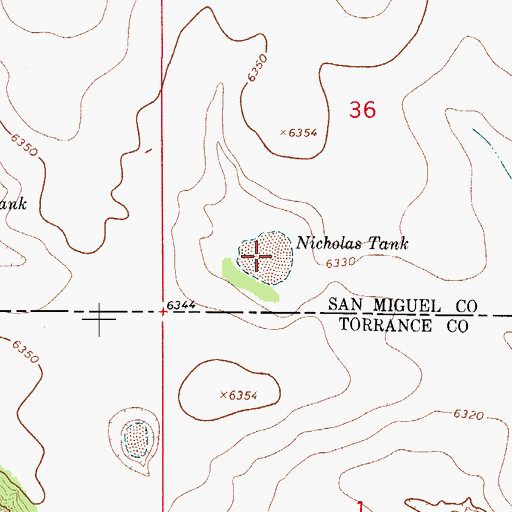 Topographic Map of Nicholas Tank, NM