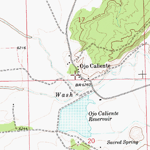 Topographic Map of Ojo Caliente, NM