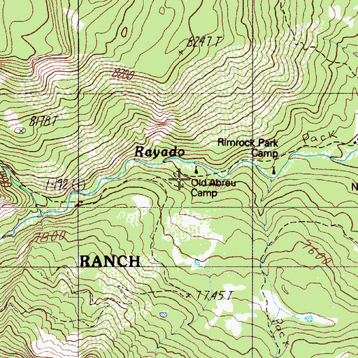 Topographic Map of Old Abreu Camp, NM