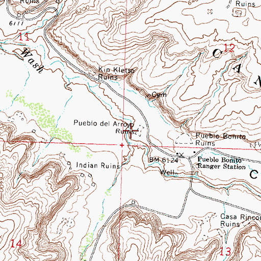 Topographic Map of Pueblo del Arroyo (historical), NM