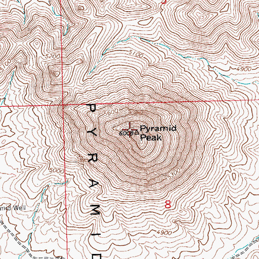 Topographic Map of Pyramid Peak, NM