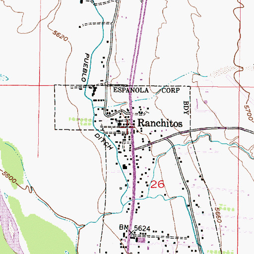 Topographic Map of Ranchitos, NM