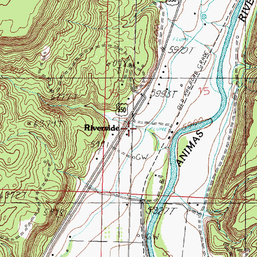 Topographic Map of Riverside, NM