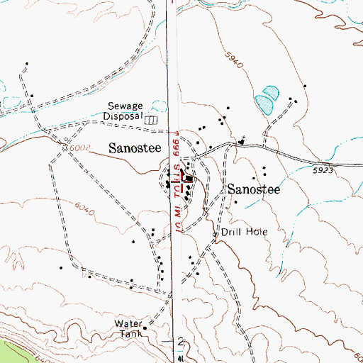 Topographic Map of Sanostee, NM