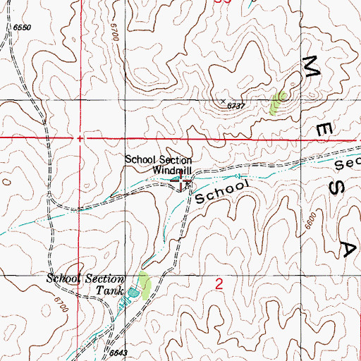 Topographic Map of School Section Windmill, NM