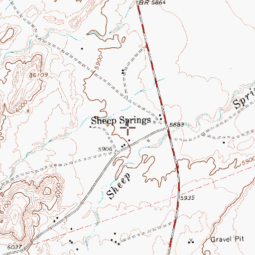 Topographic Map of Sheep Springs, NM