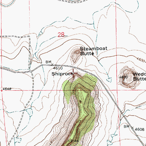 Topographic Map of Shiprock, NM
