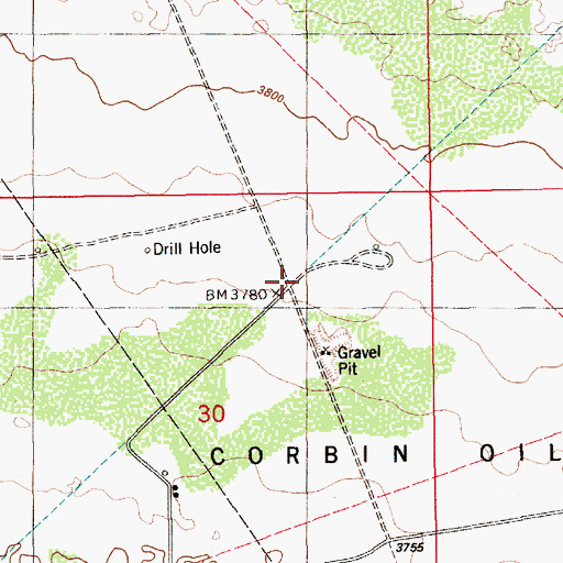 Topographic Map of South Corbin Oil and Gas Field, NM