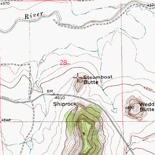 Topographic Map of Steamboat Butte, NM
