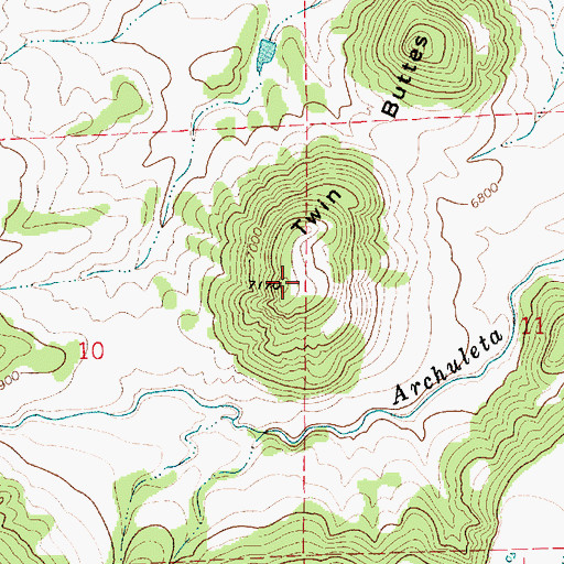 Topographic Map of Twin Buttes, NM