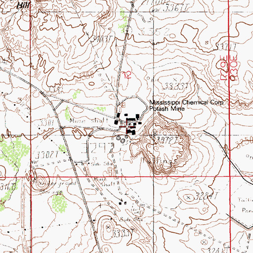 Topographic Map of Mississippi Chemical Corporation Potash Mine, NM
