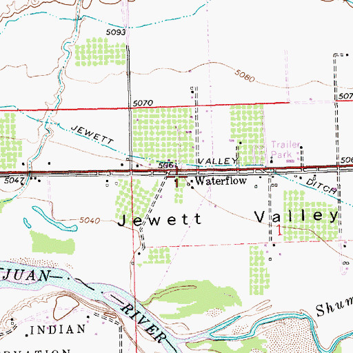 Topographic Map of Waterflow, NM