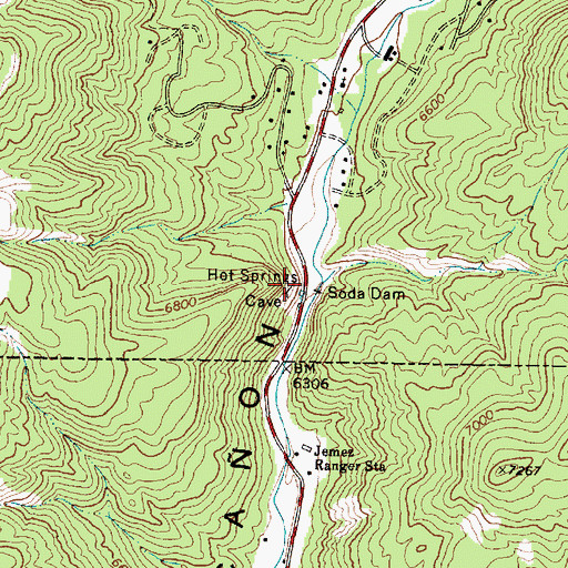 Topographic Map of Soda Dam Springs West, NM