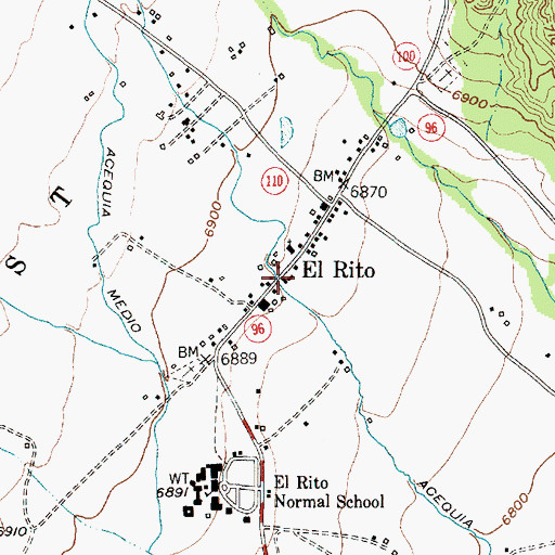 Topographic Map of El Rito Community United Methodist Church, NM