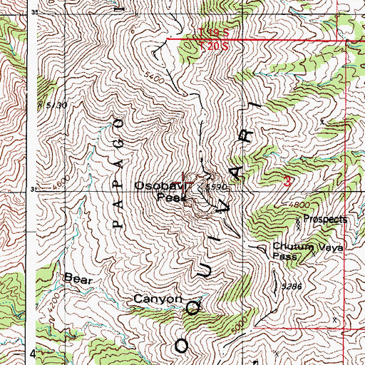 Topographic Map of Osobavi Peak, AZ
