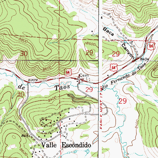 Topographic Map of Tienditas, NM