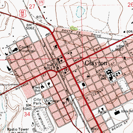Topographic Map of First United Methodist Church, NM