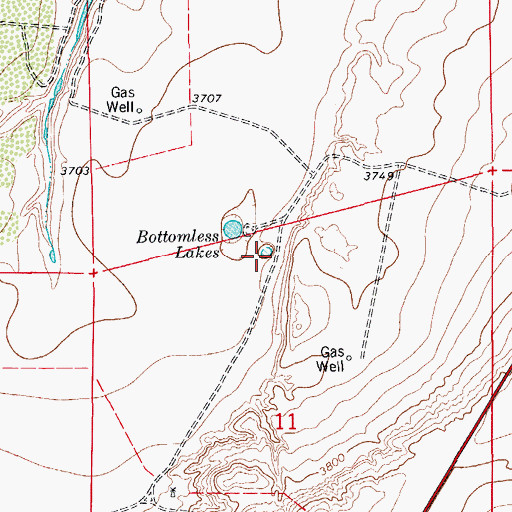 Topographic Map of Bottomless Lake Spring, NM