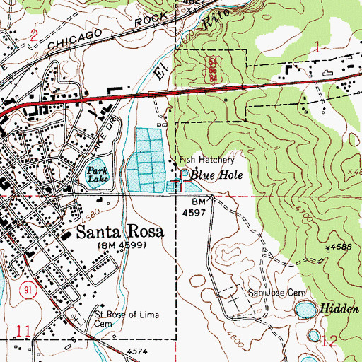 Topographic Map of Blue Hole, NM