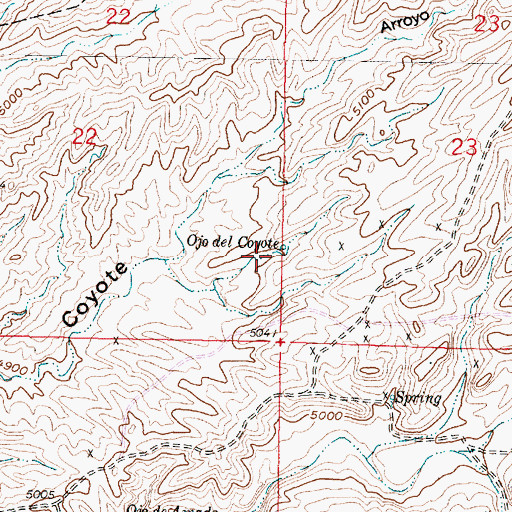 Topographic Map of Ojo del Coyote, NM
