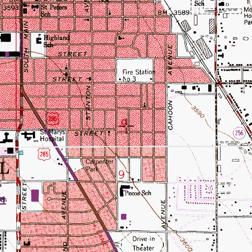 Topographic Map of Chisum Elementary School, NM