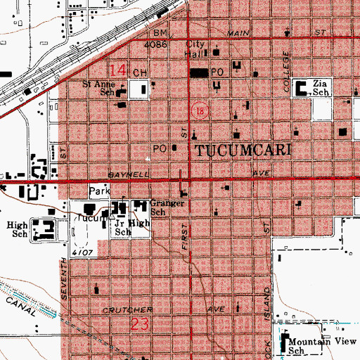 Topographic Map of Seventh Day Adventist Church, NM