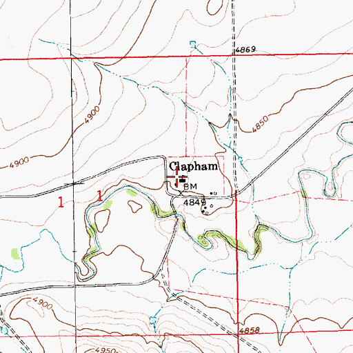 Topographic Map of Clapham, NM