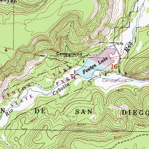 Topographic Map of Fenton Lake State Park, NM