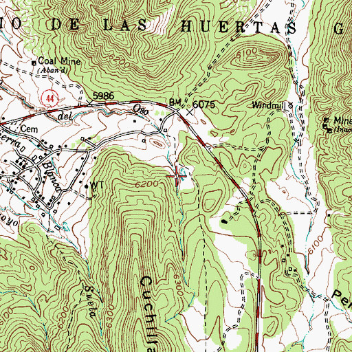 Topographic Map of Ojo de las Casa, NM