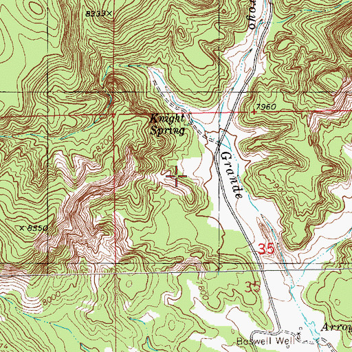 Topographic Map of B Knight, NM