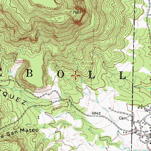 Topographic Map of Cebolleta Grant, NM