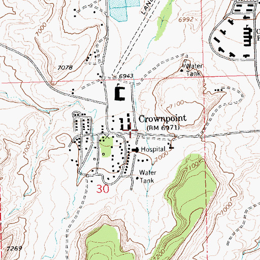 Topographic Map of Crownpoint, NM
