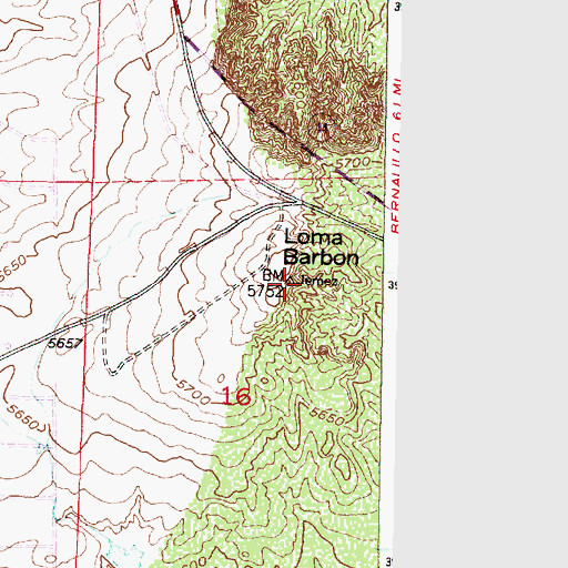 Topographic Map of Loma Barbon, NM