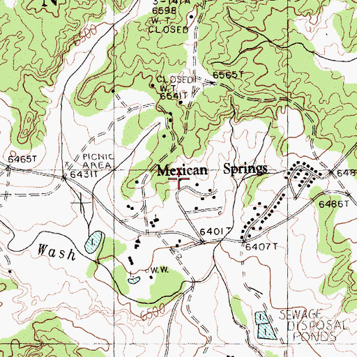 Topographic Map of Mexican Springs, NM
