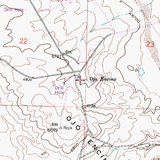Topographic Map of Ojo Encino, NM