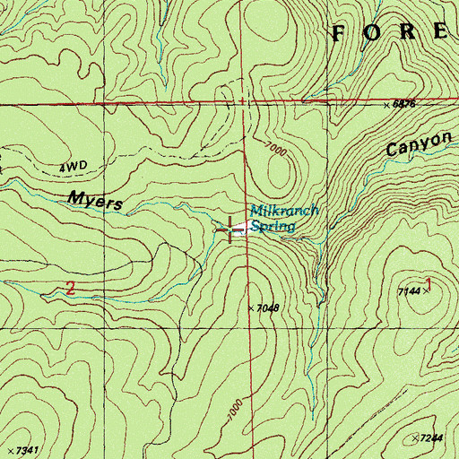 Topographic Map of Milk Ranch Spring, NM