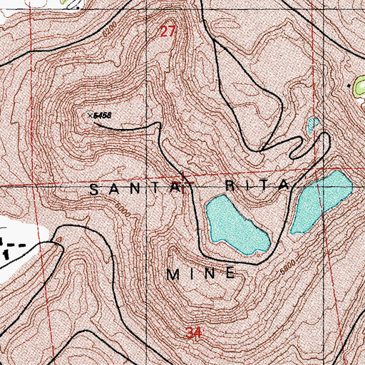 Topographic Map of Santa Rita Mine, NM