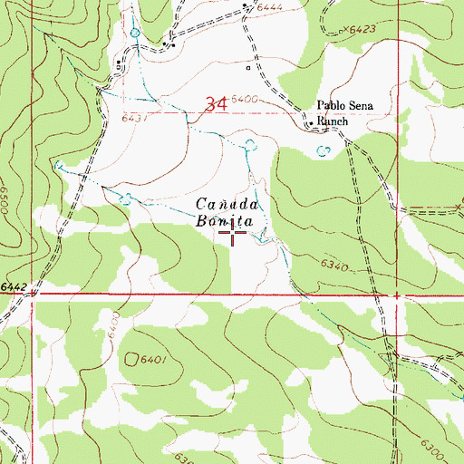 Topographic Map of Caada Bonita, NM