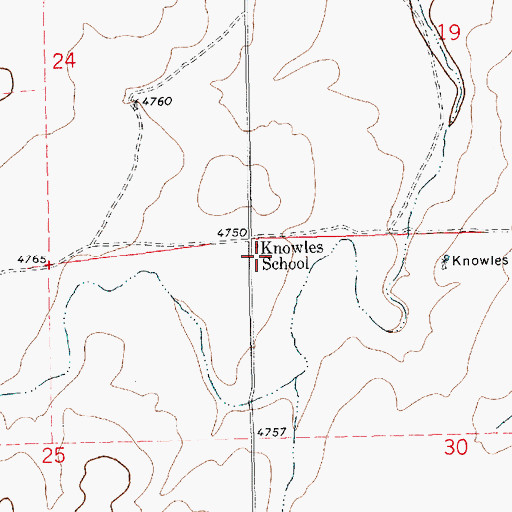 Topographic Map of Knowles School, NM