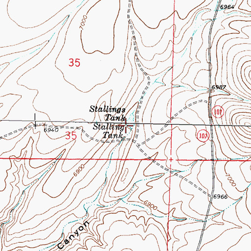 Topographic Map of Stallings Tank, NM