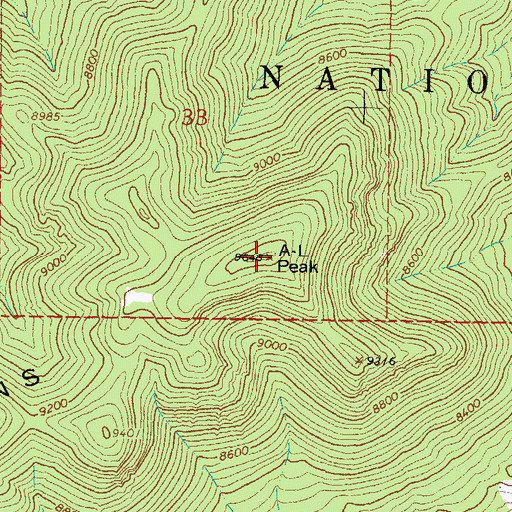 Topographic Map of A-L Peak, NM