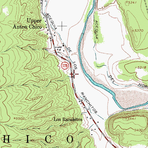 Topographic Map of Acequia de los Ranchitos, NM
