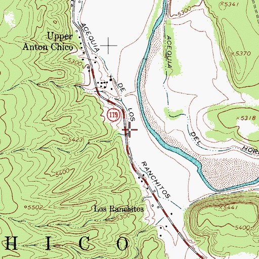 Topographic Map of Acequia de los Ranchitos, NM