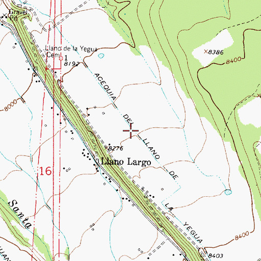 Topographic Map of Acequia del Llano de la Yegua, NM
