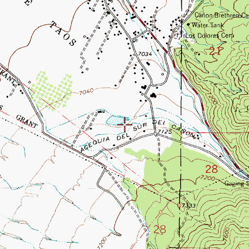 Topographic Map of Acequia del Sur del Caon, NM