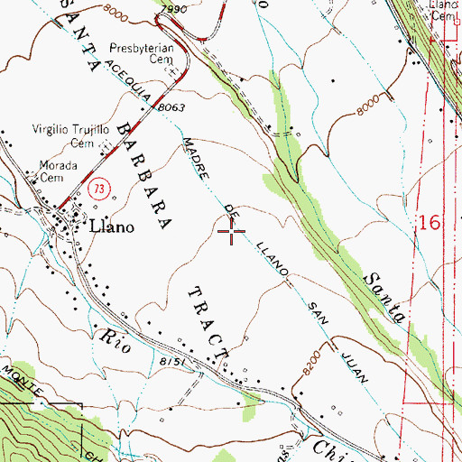 Topographic Map of Acequia Madre de Llano San Juan, NM